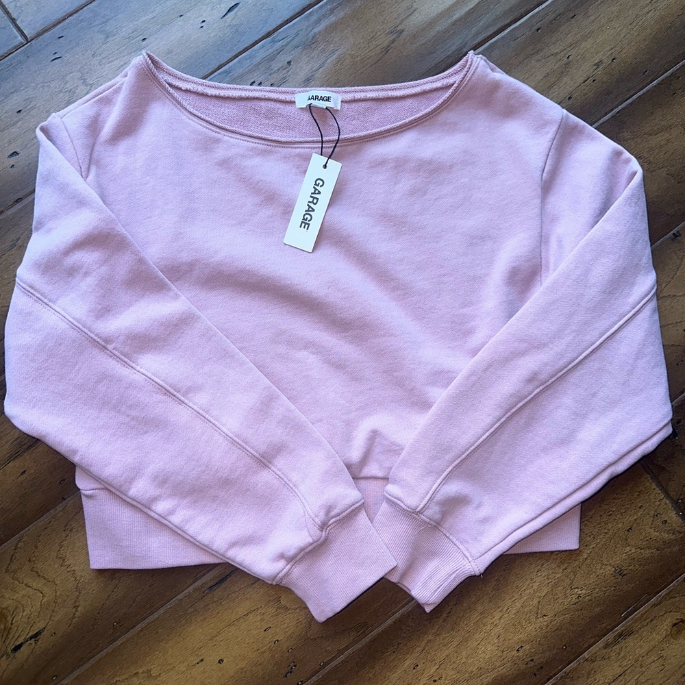 Garage Soft Terry Off Shoulder Sweatshirt Mauve XS